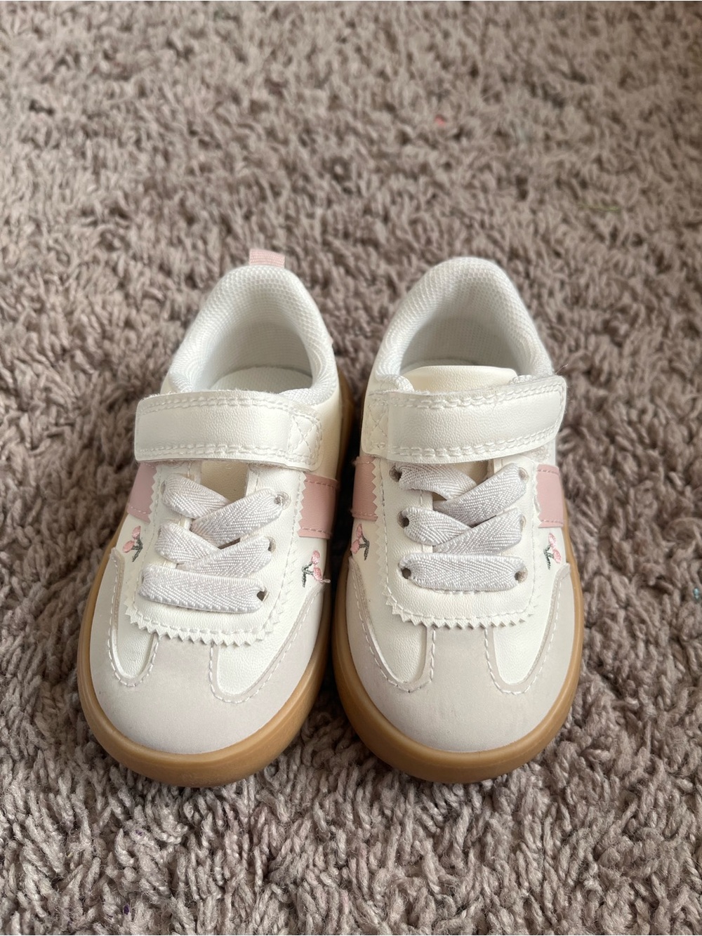 H&M White and Pink Toddler Sneakers with Velcro